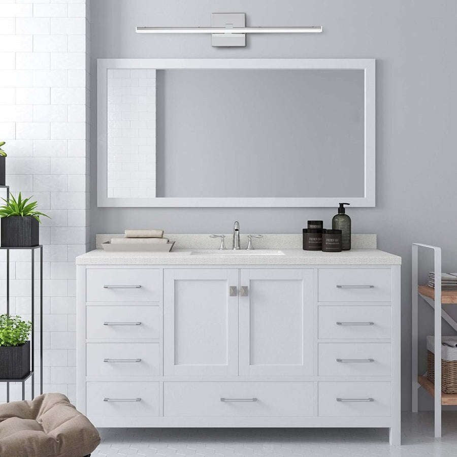 Barre lumineuse à LED linéaire pour meuble-lavabo, chromée, à intensité variable, style minimaliste