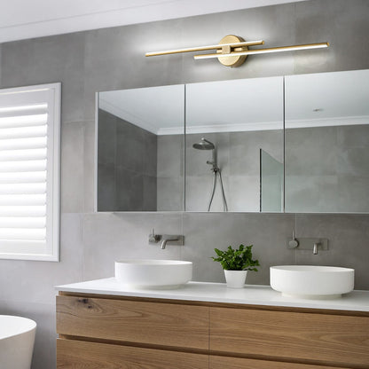 Minimalist 2-Light Dimmable LED Vanity Light Linear Metal Wall Sconce