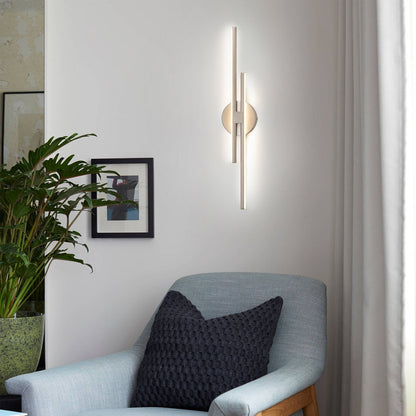 Minimalist 2-Light Dimmable LED Vanity Light Linear Metal Wall Sconce