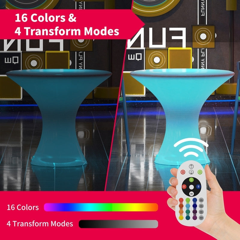 Mixoy Table de cocktail LED à couleurs changeantes, table à vin lumineuse rechargeable sans fil, table de bar pour ambiance maison, patio, piscine.