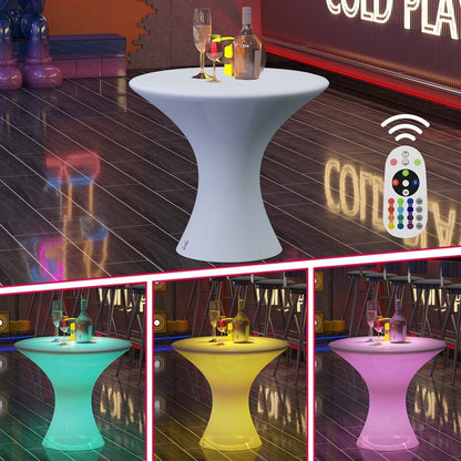 Mixoy Table de cocktail LED à couleurs changeantes, table à vin lumineuse rechargeable sans fil, table de bar pour ambiance maison, patio, piscine.