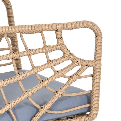 Moasis Ensemble de meubles de jardin en osier pour terrasse, composé de 3 pièces : 2 chaises et une table basse.