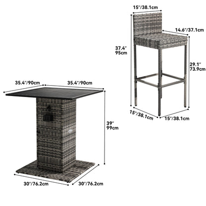 Ensemble de bar en osier pour extérieur Moasis, 5 pièces - 5 PCS