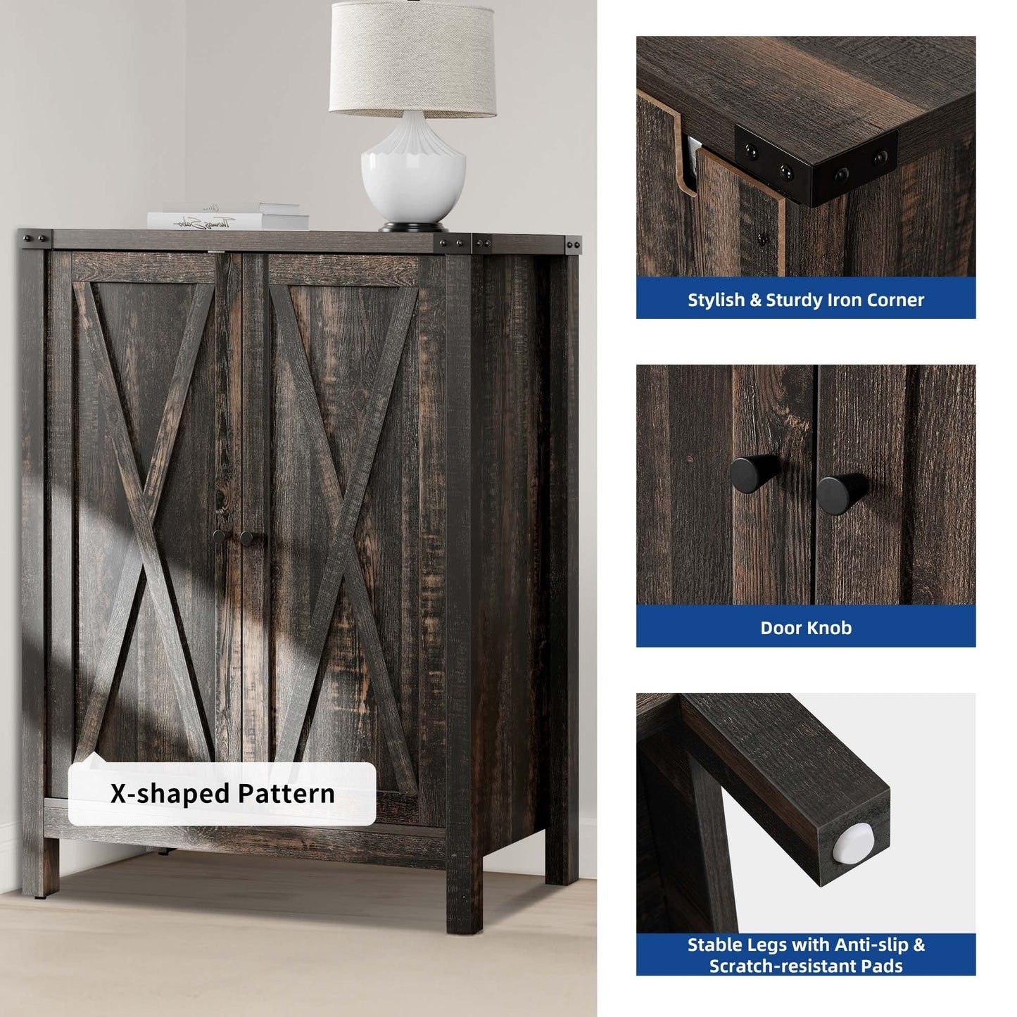 Meuble à chaussures Moasis à 5 niveaux et 20 paires avec portes doubles pour l'entrée