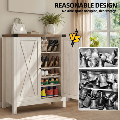 Meuble à chaussures Moasis à 5 niveaux et 20 paires avec portes doubles pour l'entrée