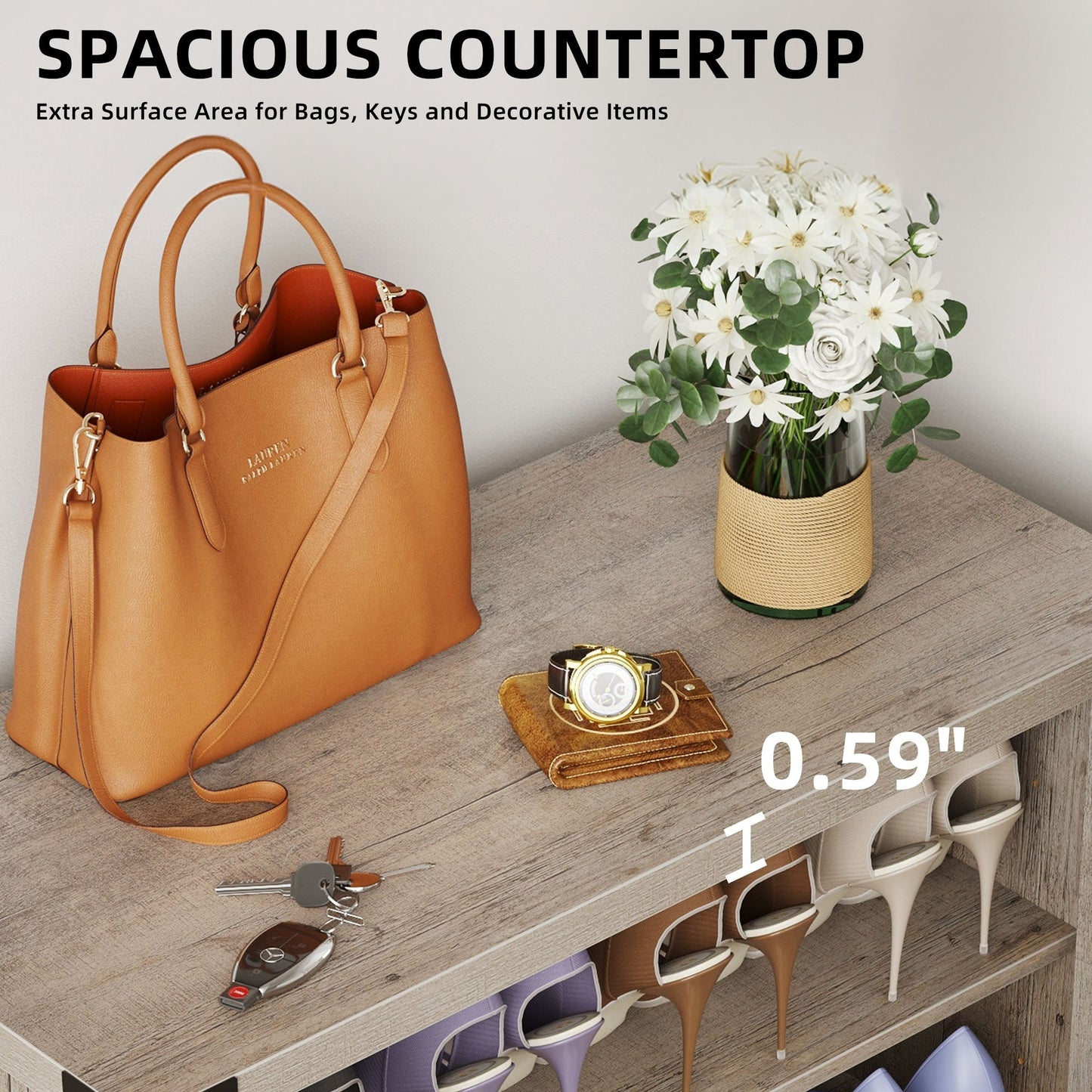 Meuble à chaussures Moasis à 5 niveaux et 20 paires avec portes doubles pour l'entrée