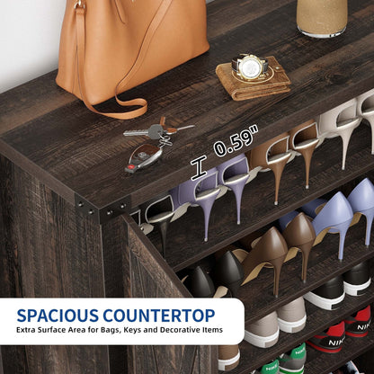 Meuble à chaussures Moasis à 5 niveaux et 20 paires avec portes doubles pour l'entrée