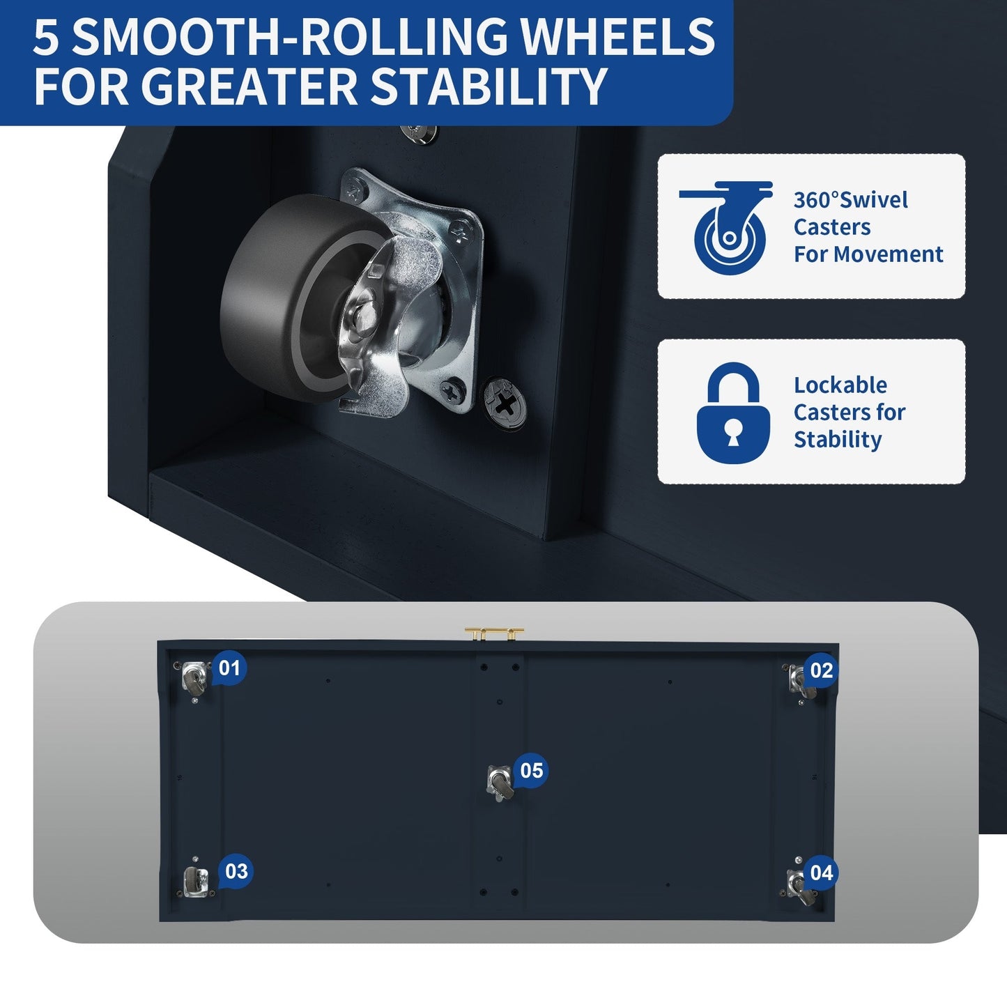 Moasis Meuble de rangement roulant pour îlot de cuisine, 53 pouces, chariot de cuisine mobile portable