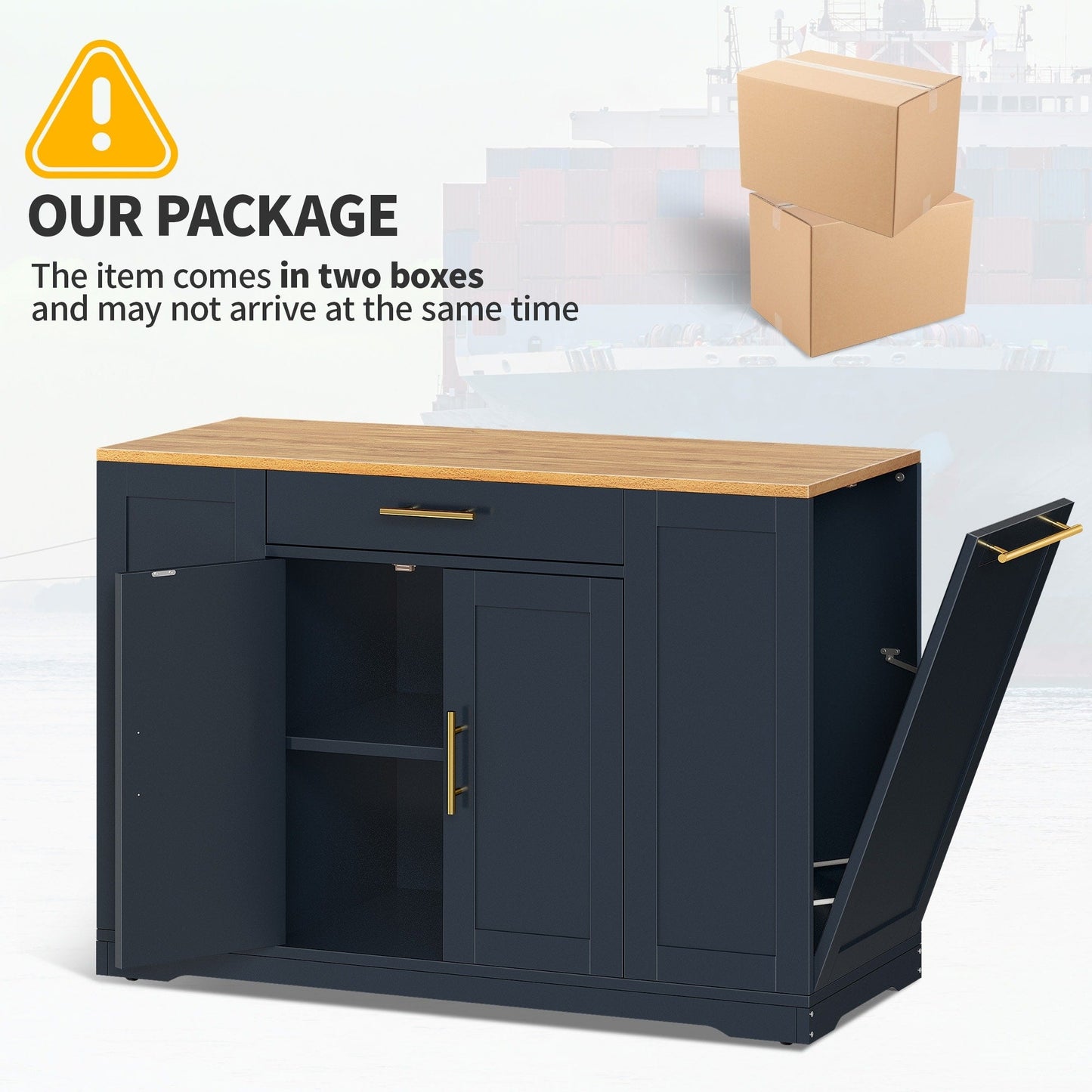 Moasis Meuble de rangement roulant pour îlot de cuisine, 53 pouces, chariot de cuisine mobile portable