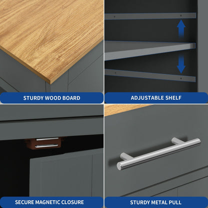 Moasis Meuble de rangement roulant pour îlot de cuisine, 53 pouces, chariot de cuisine mobile portable