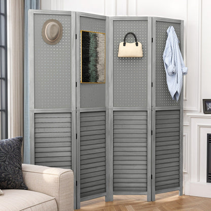 Paravent de séparation en bois Moasis 67 blanc à 4 panneaux