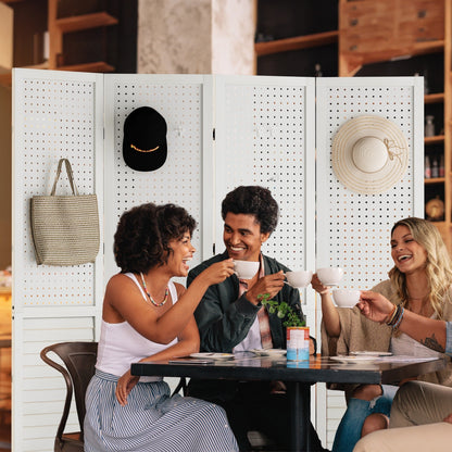 Paravent de séparation en bois Moasis 67 blanc à 4 panneaux