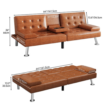 Canapé-lit futon Moasis en simili cuir, ensemble futon pliable moderne - 64 L x 30 l x 26 h (dimensions en pouces)
