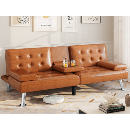 Canapé-lit futon Moasis en simili cuir, ensemble futon pliable moderne - 64 L x 30 l x 26 h (dimensions en pouces)