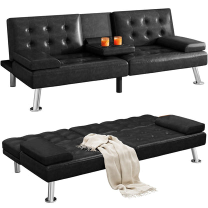 Canapé-lit futon Moasis en simili cuir, ensemble futon pliable moderne - 64 L x 30 l x 26 h (dimensions en pouces)