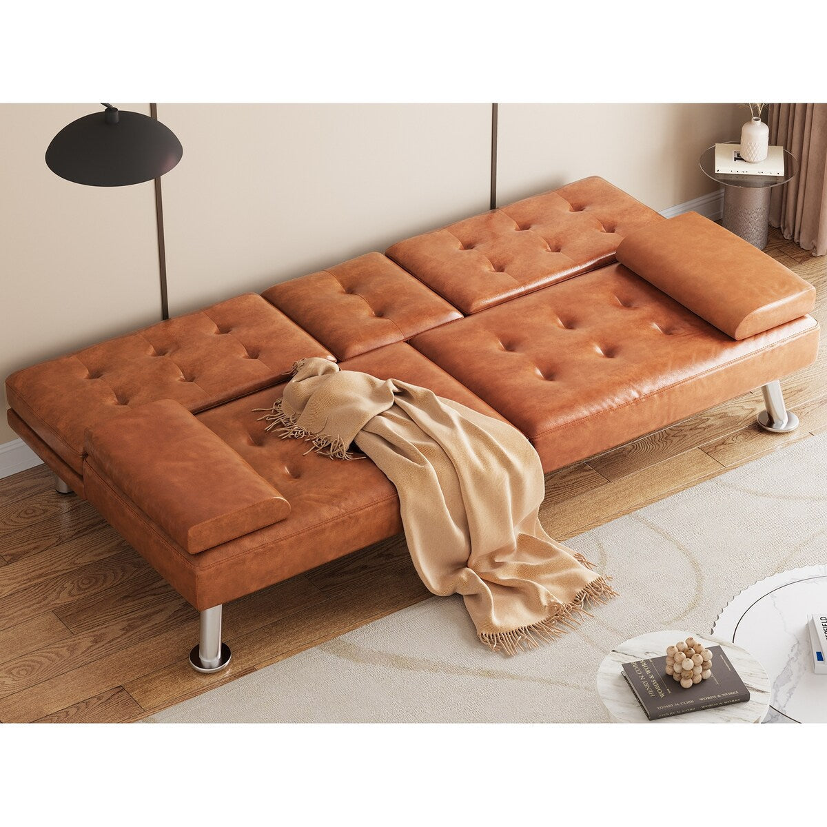 Canapé-lit futon Moasis en simili cuir, ensemble futon pliable moderne - 64 L x 30 l x 26 h (dimensions en pouces)