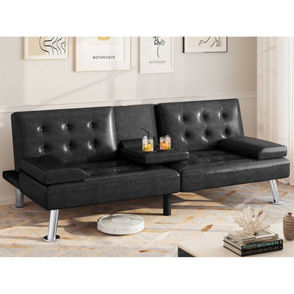 Canapé-lit futon Moasis en simili cuir, ensemble futon pliable moderne - 64 L x 30 l x 26 h (dimensions en pouces)