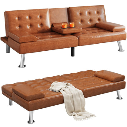 Canapé-lit futon Moasis en simili cuir, ensemble futon pliable moderne - 64 L x 30 l x 26 h (dimensions en pouces)