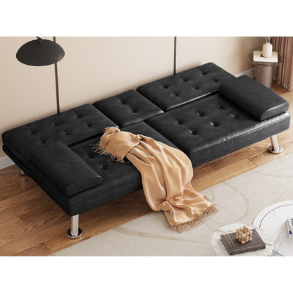 Canapé-lit futon Moasis en simili cuir, ensemble futon pliable moderne - 64 L x 30 l x 26 h (dimensions en pouces)