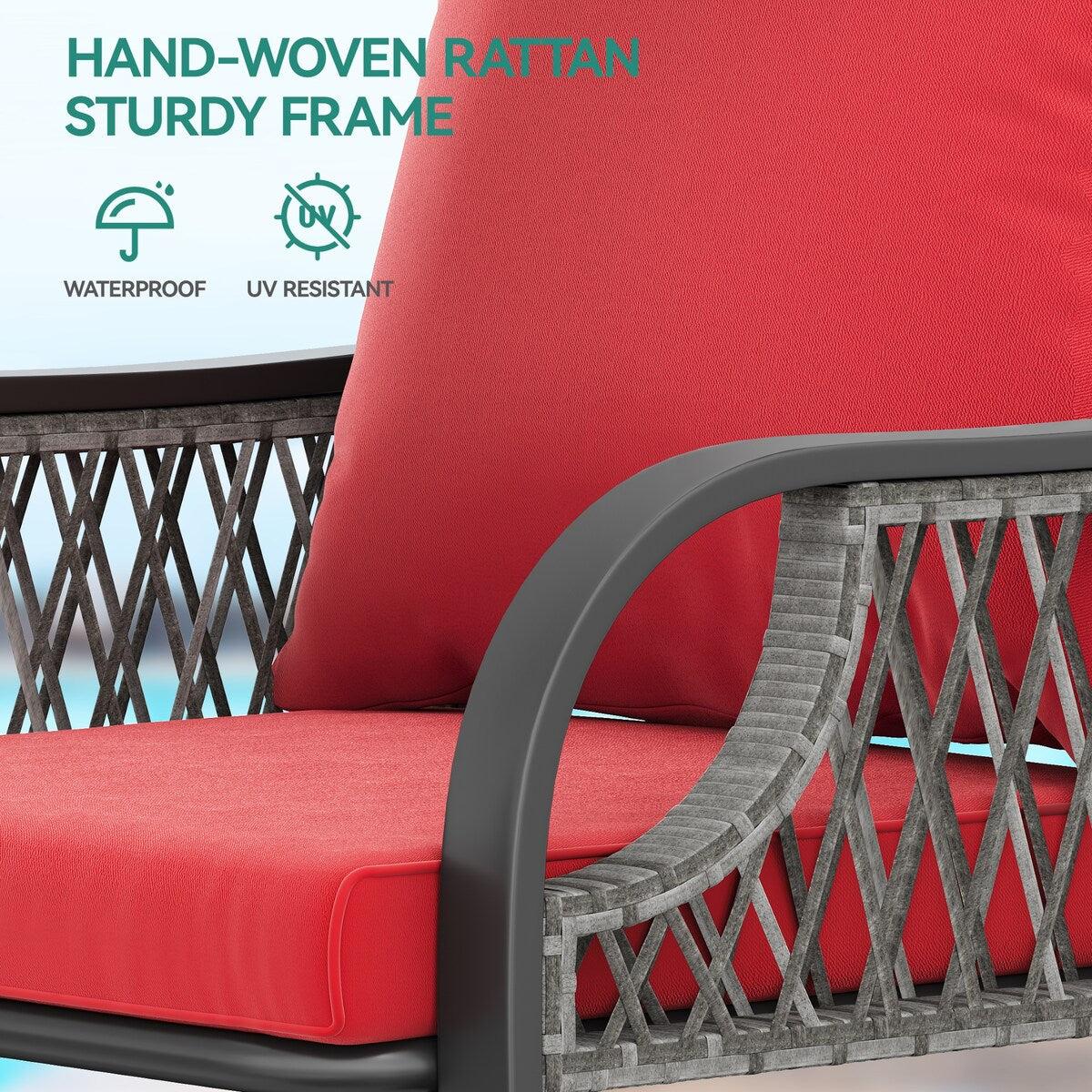 Ensemble de bistro pour terrasse Moasis rouge, 3 pièces, avec sièges rembourrés - 3 pièces