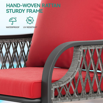 Ensemble de bistro pour terrasse Moasis rouge, 3 pièces, avec sièges rembourrés - 3 pièces