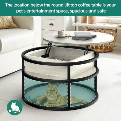 Moasis Round Lift Top Coffee Table with Hidden Storage