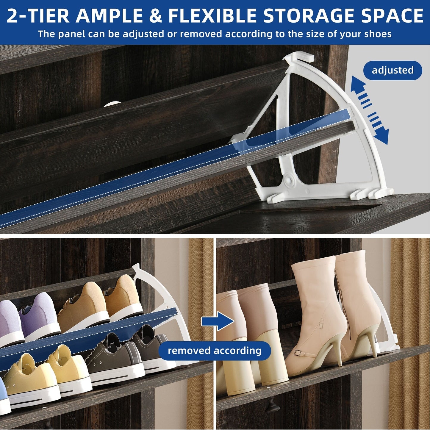 Meuble de rangement pour chaussures Moasis avec 2 compartiments pour entrée et couloir