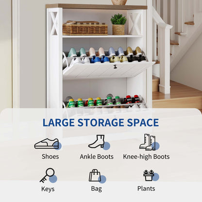 Meuble de rangement pour chaussures Moasis avec 2 compartiments pour entrée et couloir