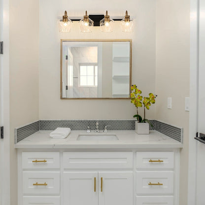 Appliques murales de salle de bain modernes à 3/4 lumières, à intensité variable, avec abat-jour en verre.