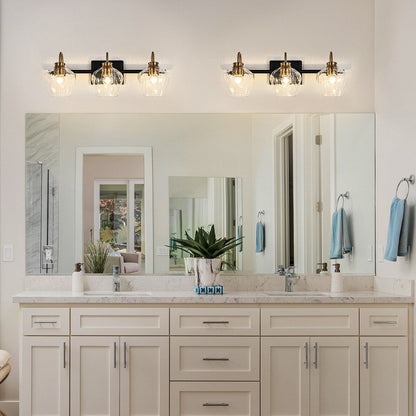 Appliques murales de salle de bain modernes à 3/4 lumières, à intensité variable, avec abat-jour en verre.