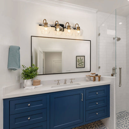 Appliques murales de salle de bain modernes à 3/4 lumières, à intensité variable, avec abat-jour en verre.