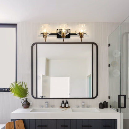 Appliques murales de salle de bain modernes à 3/4 lumières, à intensité variable, avec abat-jour en verre.