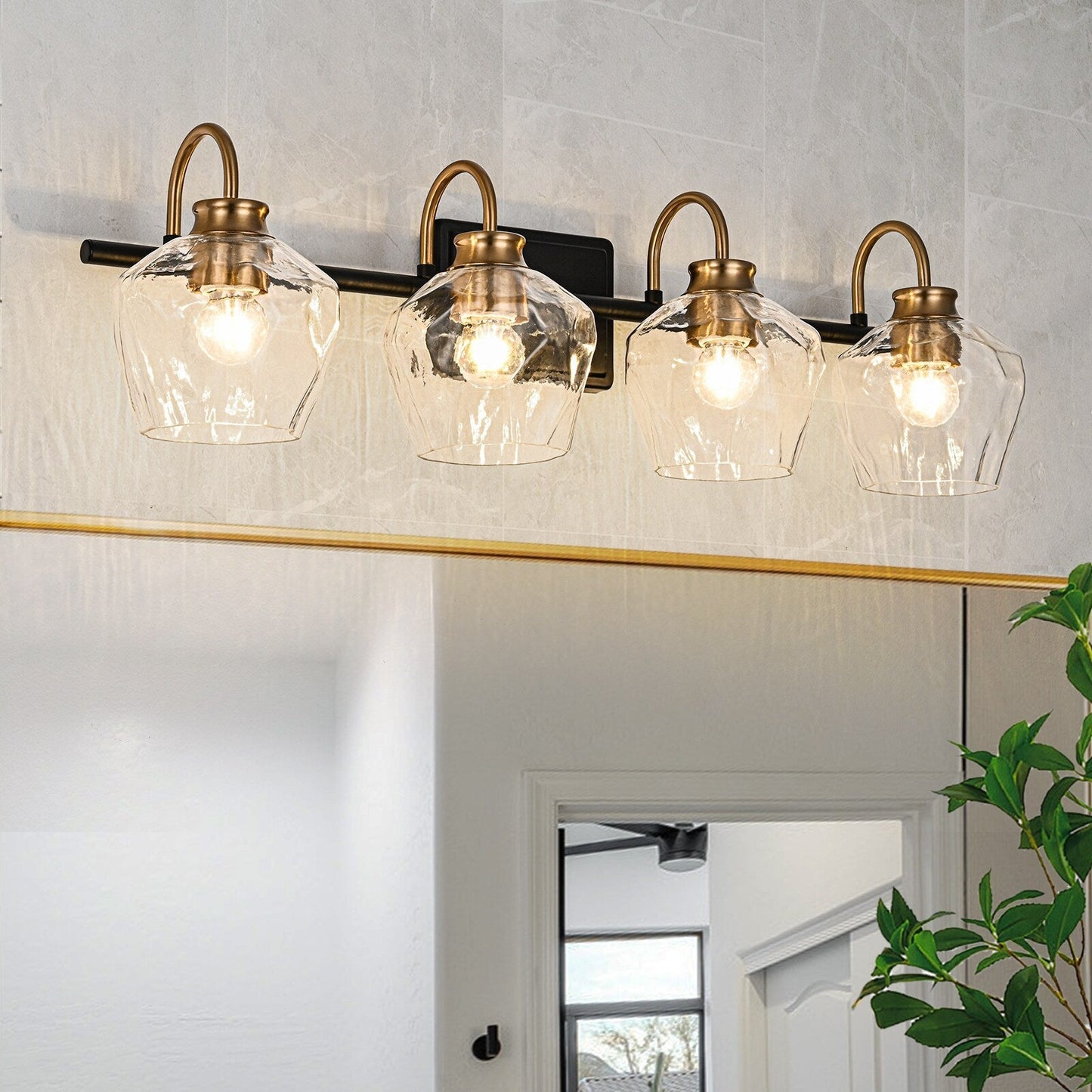 Appliques murales de salle de bain modernes à 3/4 lumières, à intensité variable, avec abat-jour en verre.