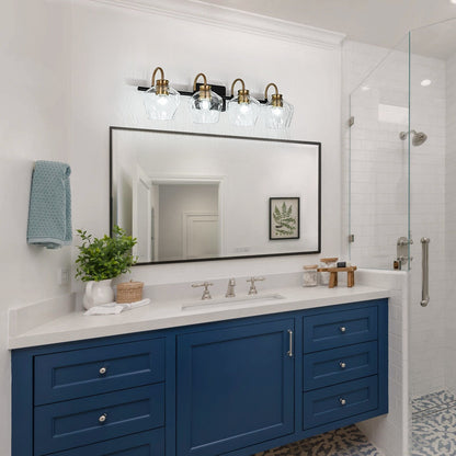 Appliques murales de salle de bain modernes à 3/4 lumières, à intensité variable, avec abat-jour en verre.