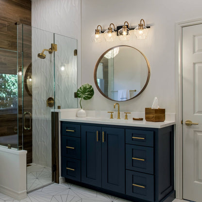 Appliques murales de salle de bain modernes à 3/4 lumières, à intensité variable, avec abat-jour en verre.