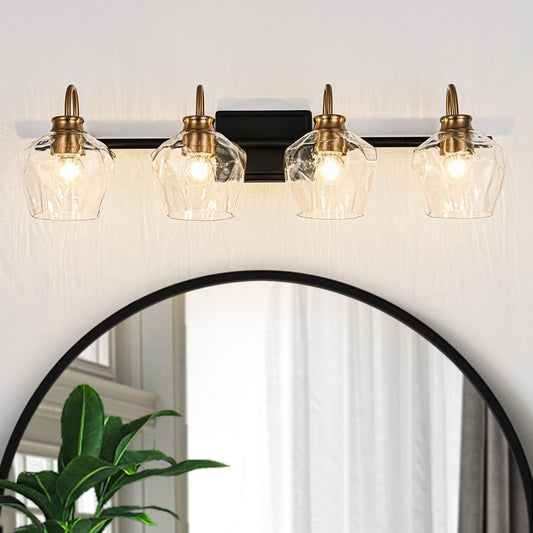 Appliques murales de salle de bain modernes à 3/4 lumières, à intensité variable, avec abat-jour en verre.