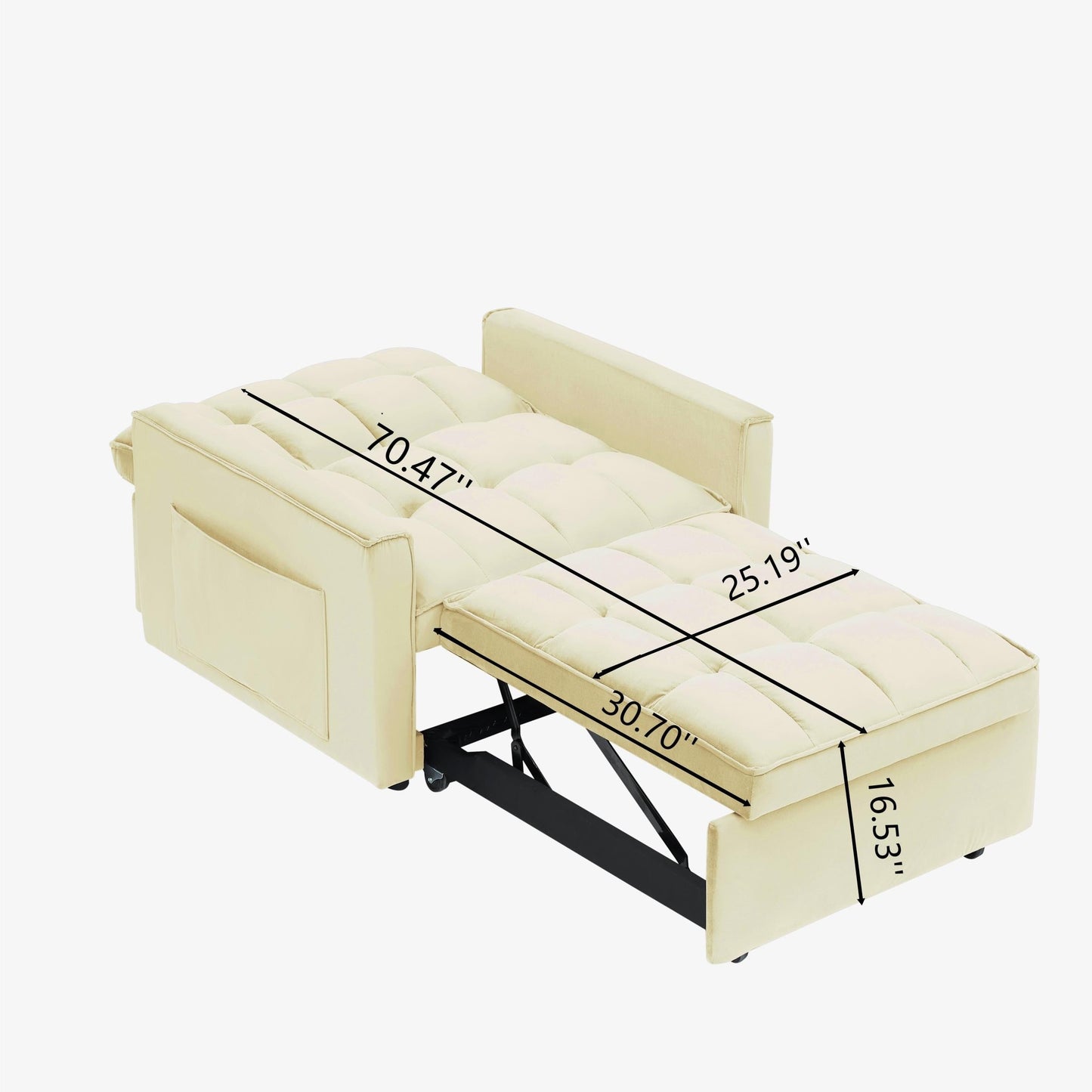 Canapé-lit convertible moderne 3 en 1, 70,86 pouces, pour chambre d'amis, avec dossier réglable et roulettes, pour salon.