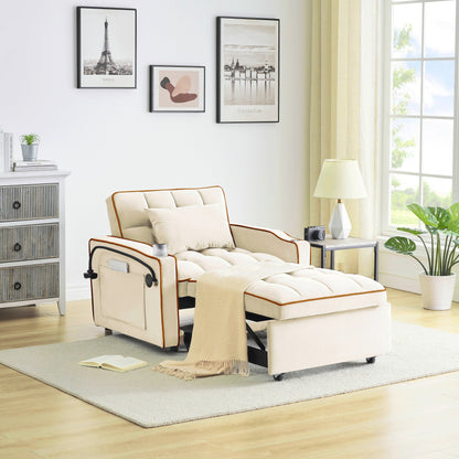 Canapé-lit moderne 70.86 3 en 1, simple, convertible, avec dossier réglable et port de charge USB pour le salon.