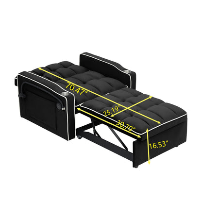 Canapé-lit moderne 70.86 3 en 1, simple, convertible, avec dossier réglable et port de charge USB pour le salon.