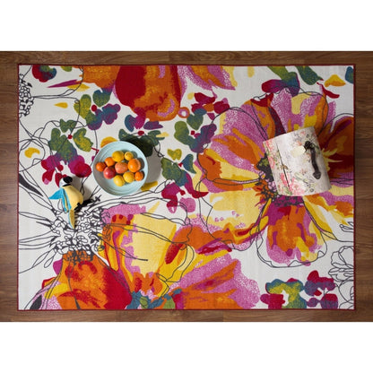 World Rug Gallery Modern Bright Flowers Non-Slip Area Rug Multi