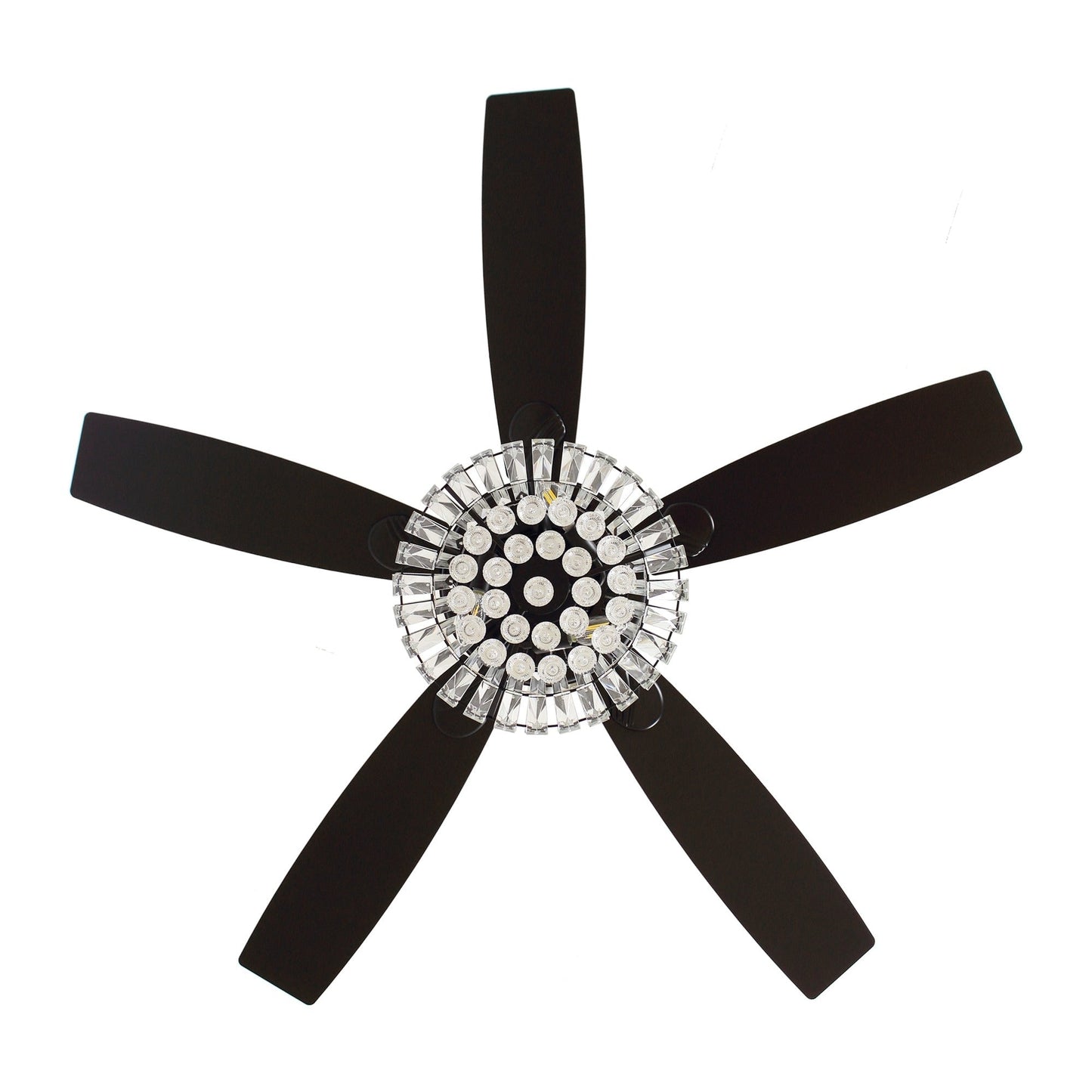 Ventilateur de plafond à lustre en cristal chromé moderne de 52 pouces avec télécommande