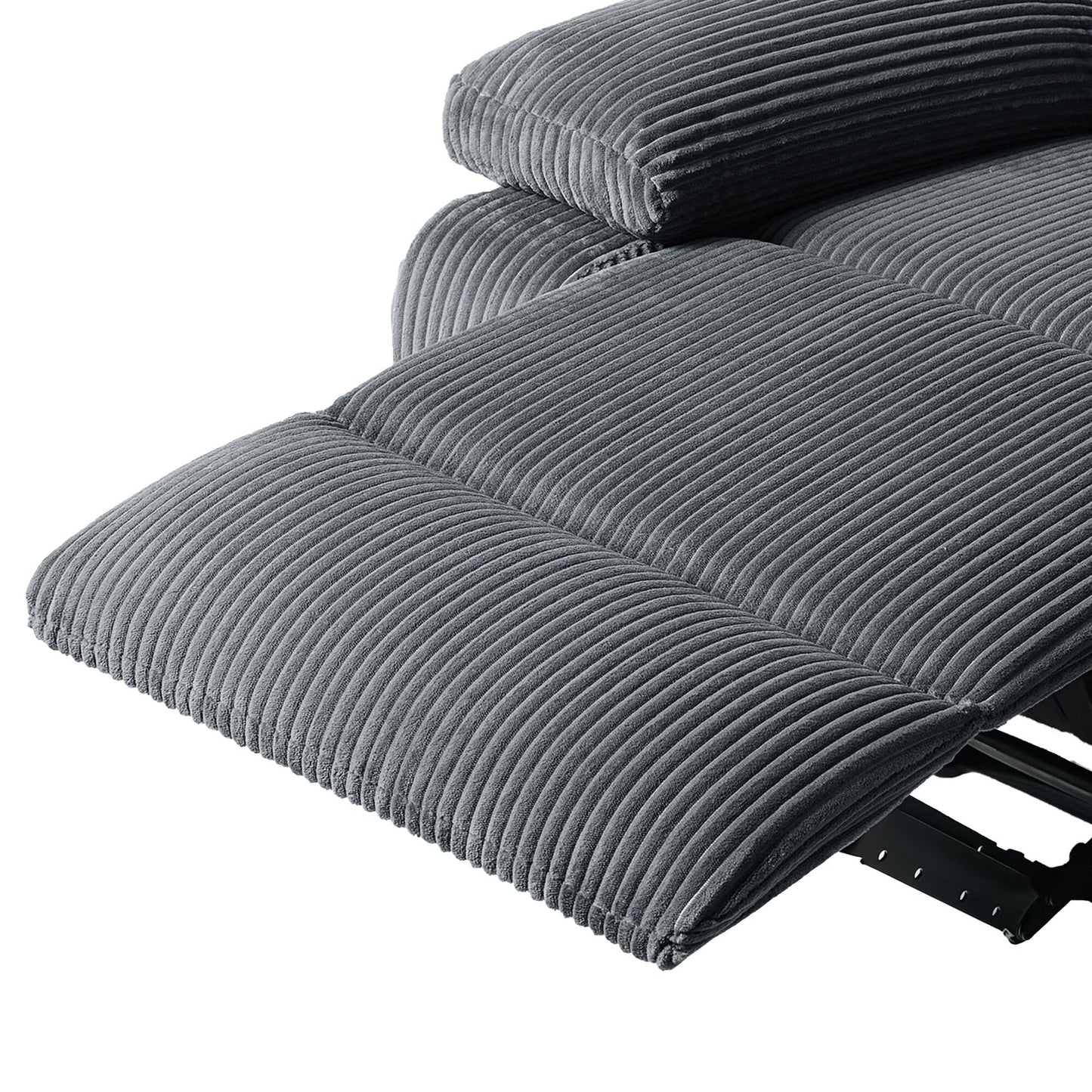 Fauteuil inclinable manuel en velours côtelé moderne, chaise longue inclinable réglable avec accoudoirs larges.