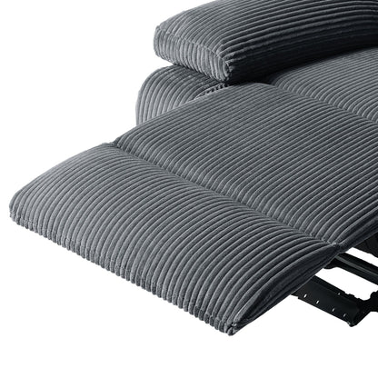 Fauteuil inclinable manuel en velours côtelé moderne, chaise longue inclinable réglable avec accoudoirs larges.