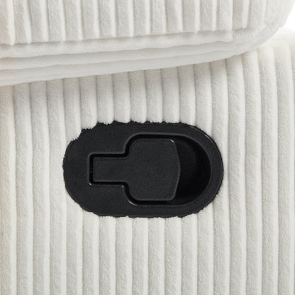 Fauteuil inclinable manuel en velours côtelé moderne, chaise longue inclinable réglable avec accoudoirs larges.