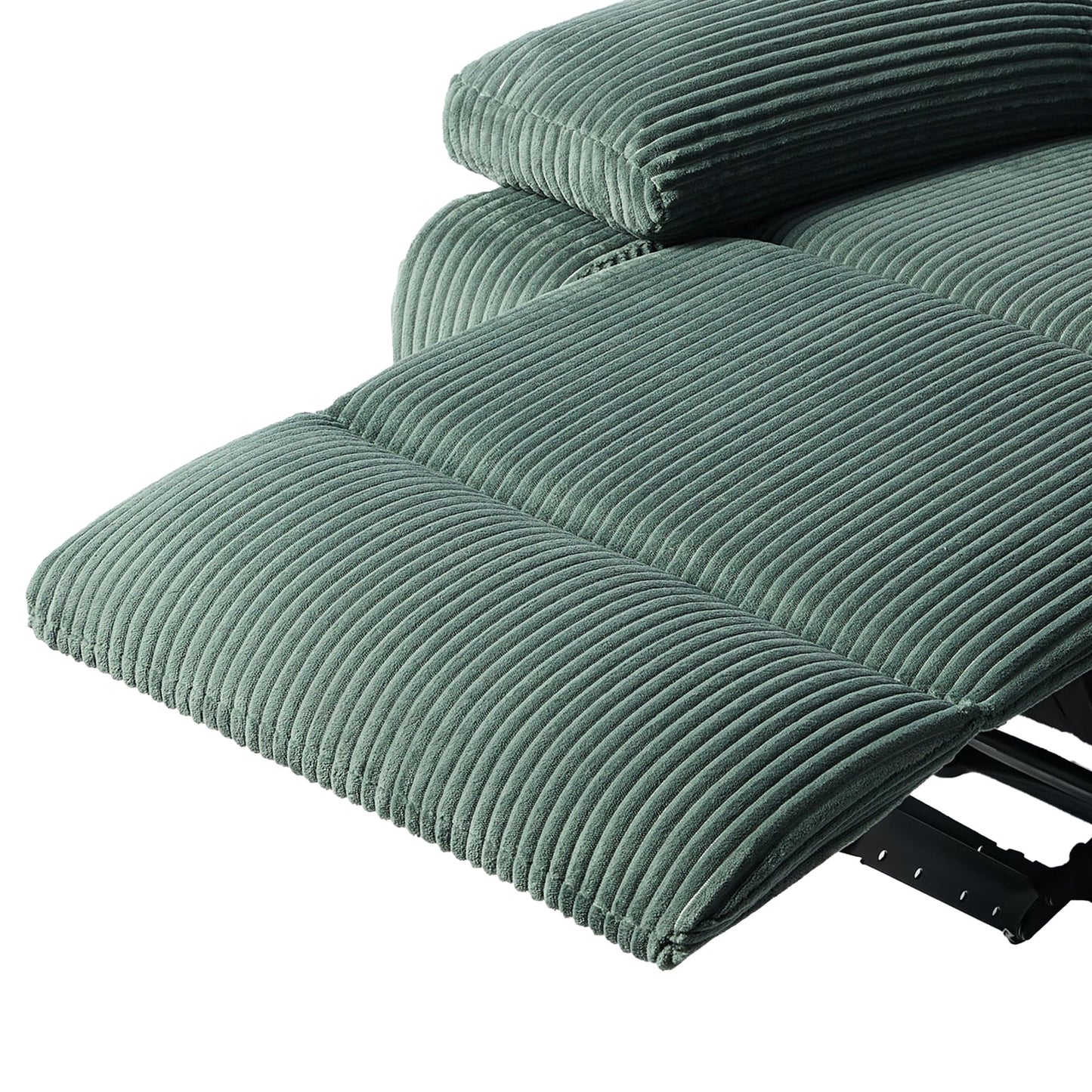 Fauteuil inclinable manuel en velours côtelé moderne, chaise longue inclinable réglable avec accoudoirs larges.