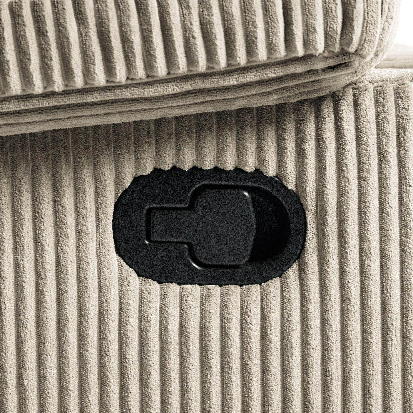 Fauteuil inclinable manuel en velours côtelé moderne, chaise longue inclinable réglable avec accoudoirs larges.