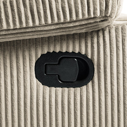 Fauteuil inclinable manuel en velours côtelé moderne, chaise longue inclinable réglable avec accoudoirs larges.