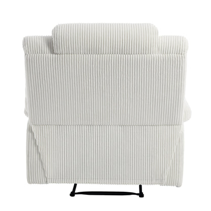 Fauteuil inclinable manuel en velours côtelé moderne, chaise longue inclinable réglable avec accoudoirs larges.