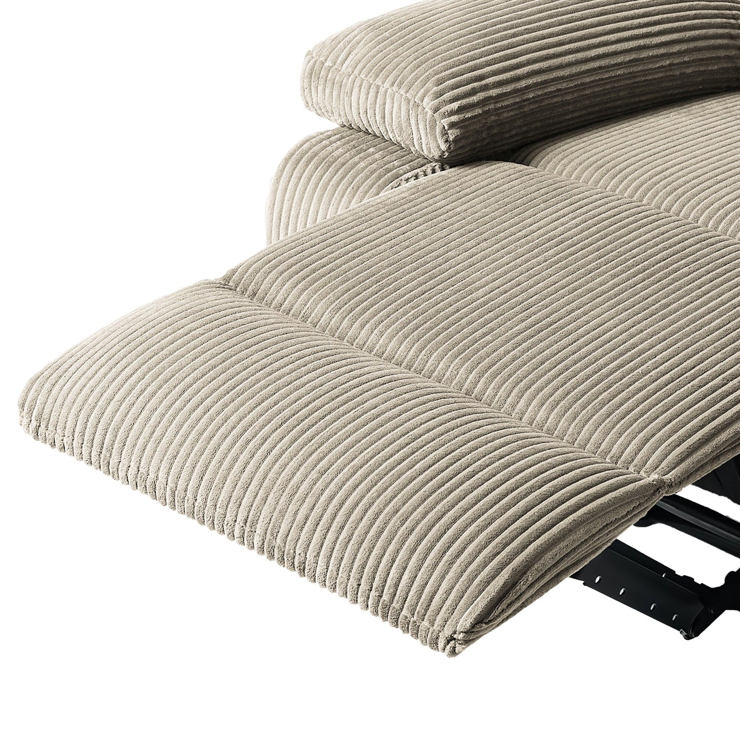 Fauteuil inclinable manuel en velours côtelé moderne, chaise longue inclinable réglable avec accoudoirs larges.