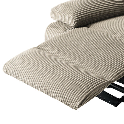 Fauteuil inclinable manuel en velours côtelé moderne, chaise longue inclinable réglable avec accoudoirs larges.